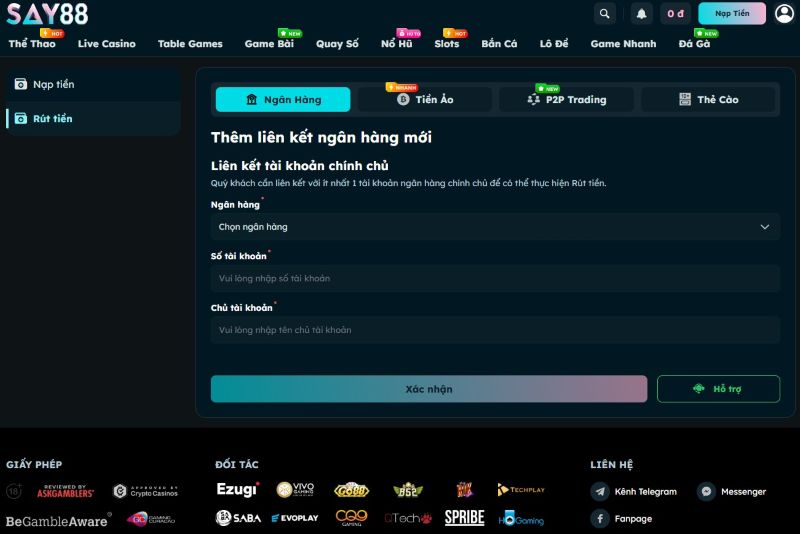 Quy trình rút tiền Say88 an toàn và nhanh chóng